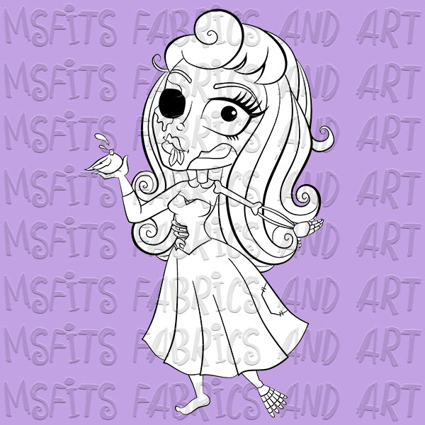 Briar Rose Zombie Digital Stamp
