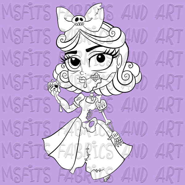 Snow White Zombie Digital Stamp