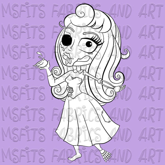 Briar Rose Zombie Digital Stamp