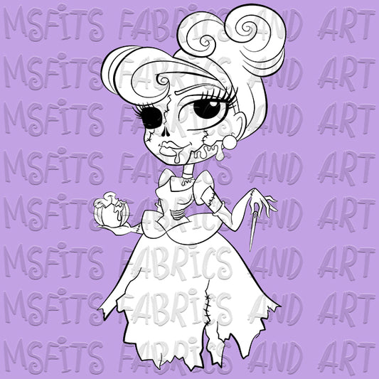 Cinderella Zombie Digital Stamp