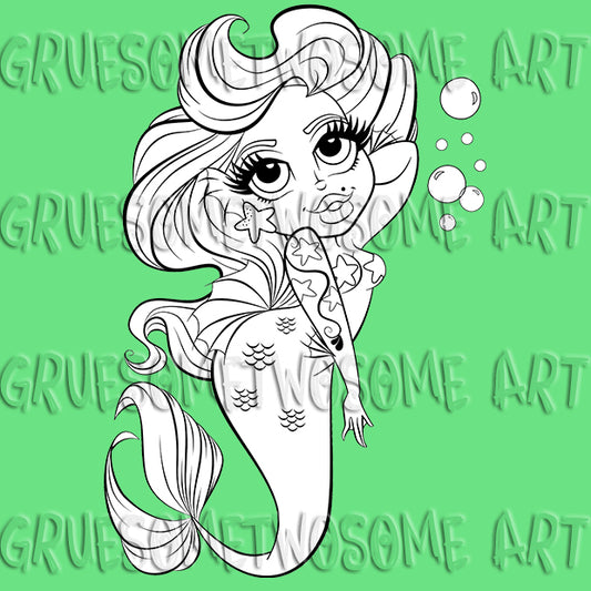 Curvy Mermaid Digital Stamp