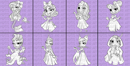 Princesses Digital Stamps Bundle ZOMBIE VERSIONS